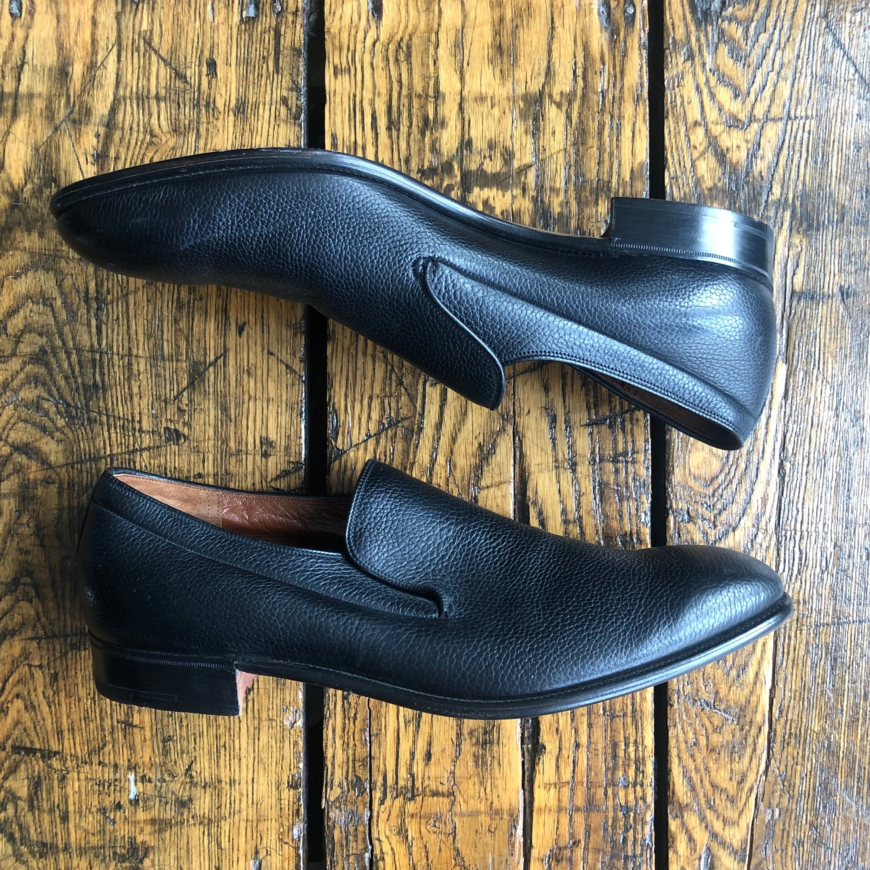 Alan McAfee England Black Leather Slip on Dress Shoes - 12.5