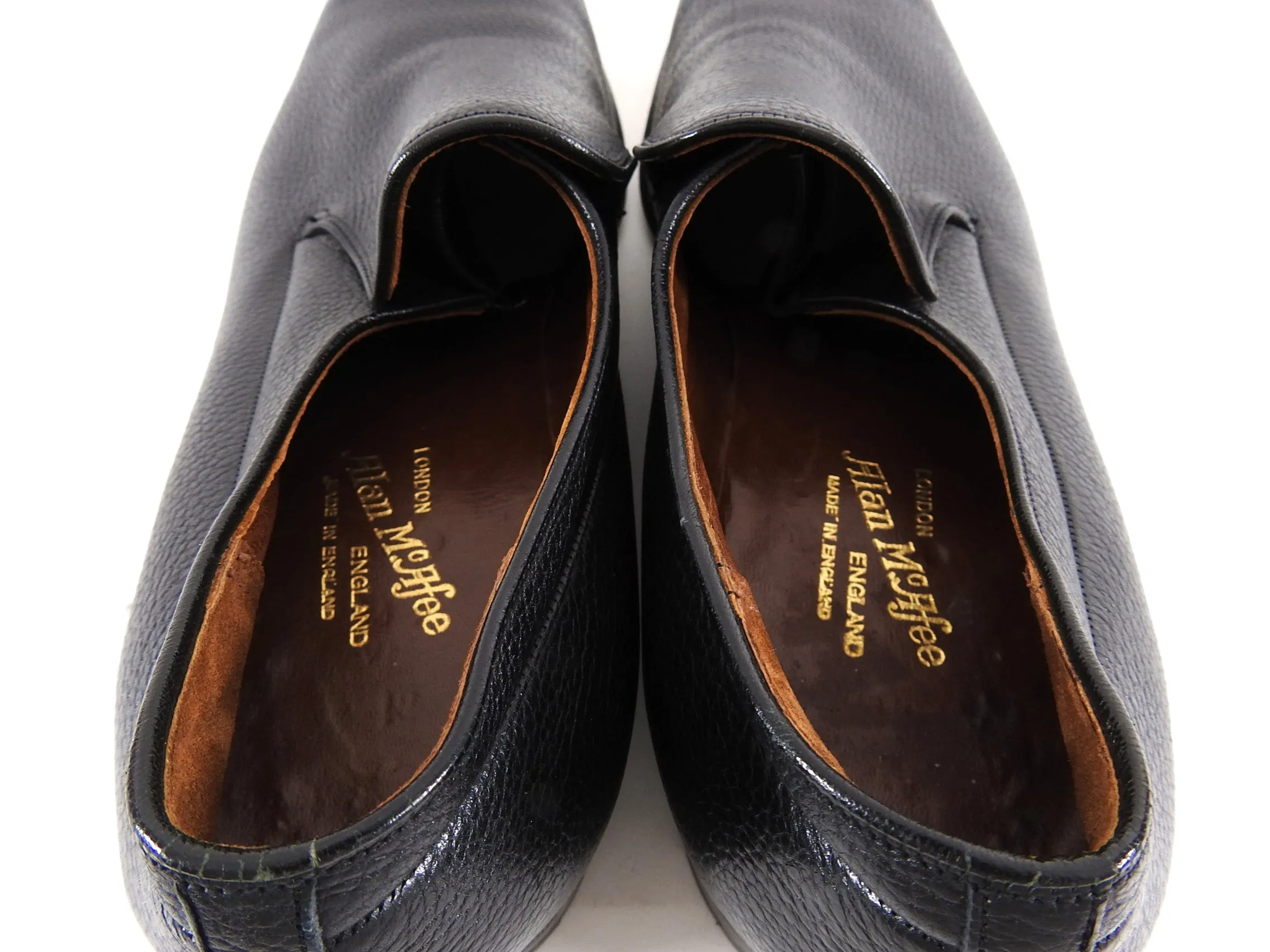 Alan McAfee England Black Leather Slip on Dress Shoes - 12.5