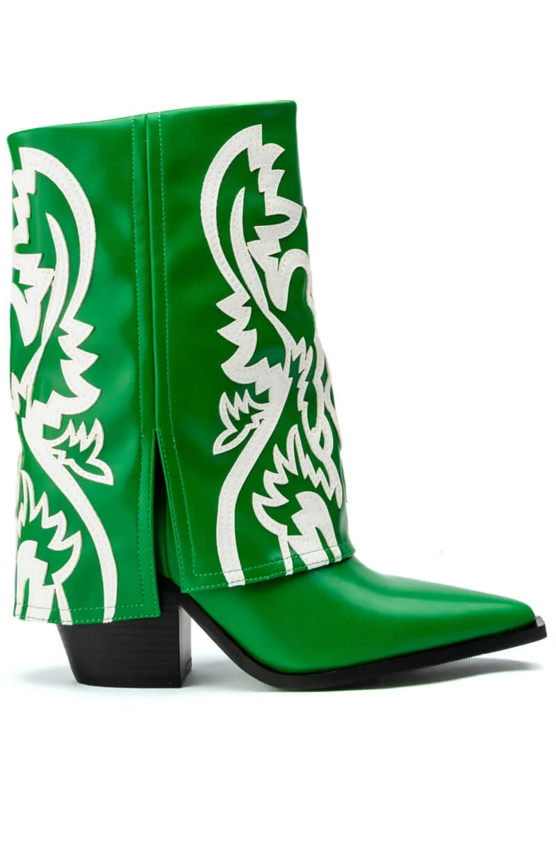 AZALEA WANG ESPERANZA WESTERN BOOTIE IN GREEN