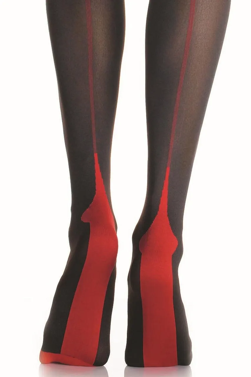 Black Thigh High Stockings with Red Cuban Heel