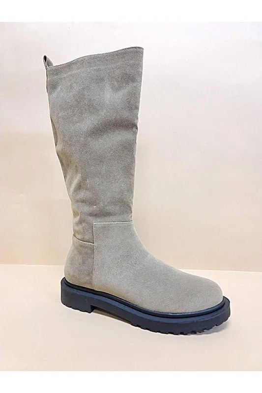 Block Heel Suede Boots