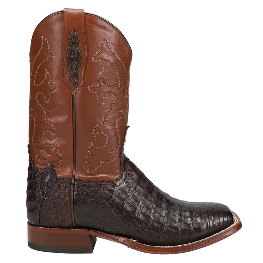 Canyon Embroidered Caiman Square Toe Cowboy Boots