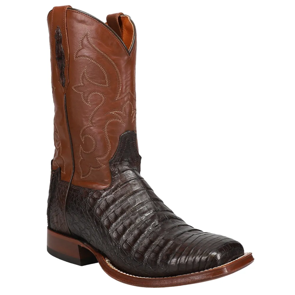 Canyon Embroidered Caiman Square Toe Cowboy Boots