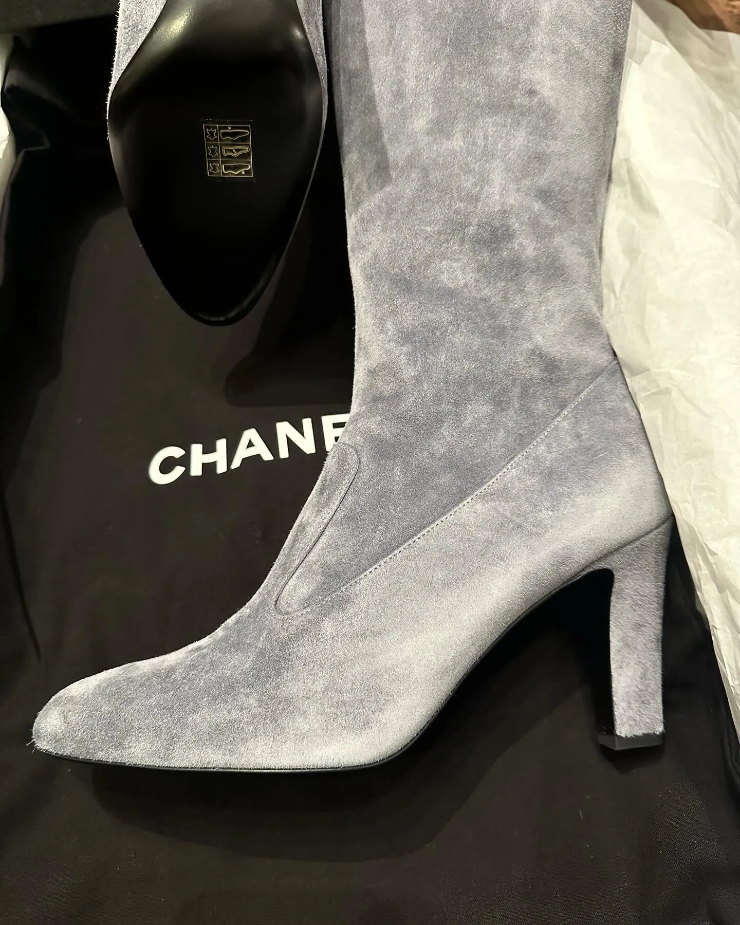 CHANEL Suede Calfskin High Boots