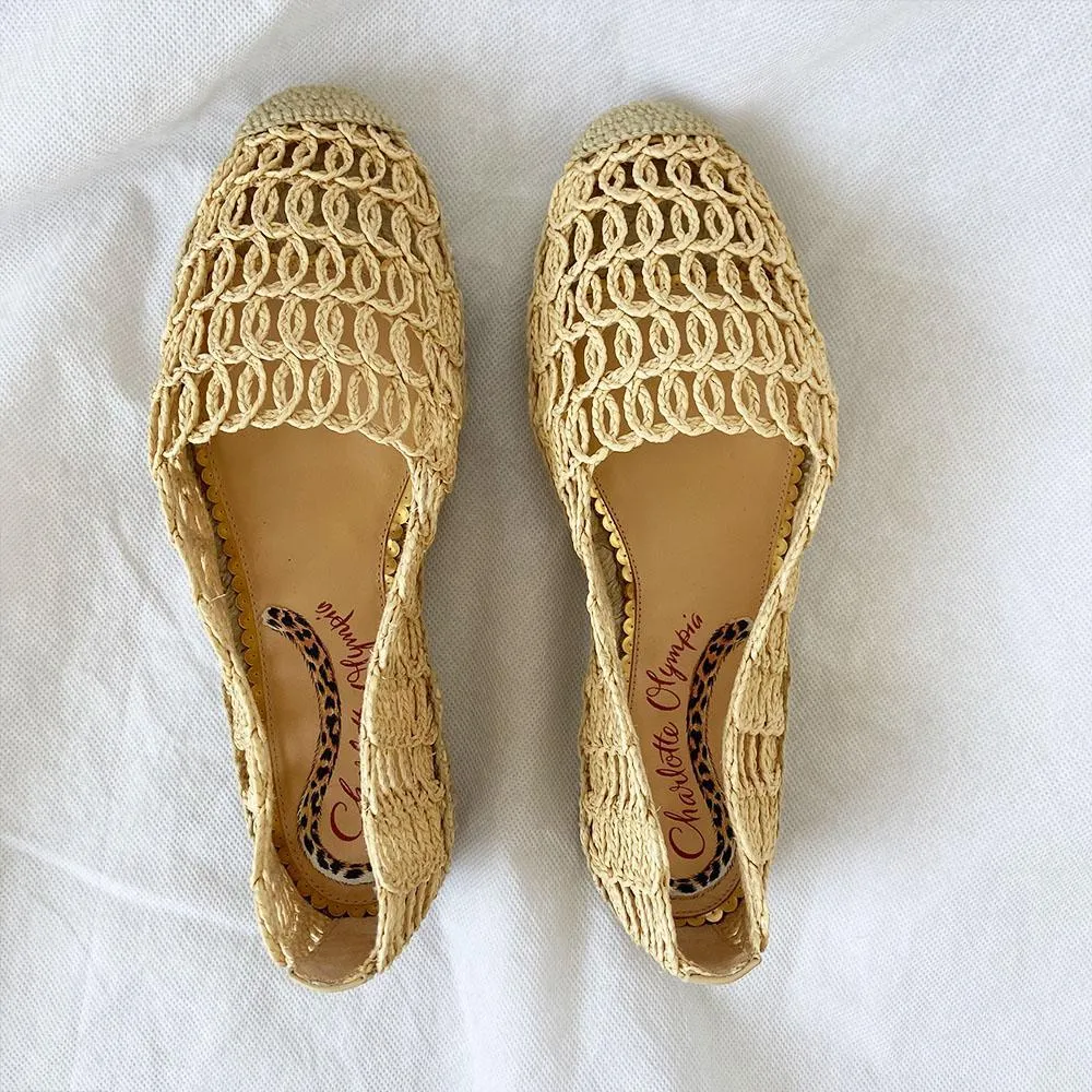 Charlotte Olympia 10MM Woven Raffia Espadrilles, 36