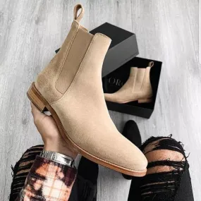 Chelsea tan Boots pointy Suede Low Heel classic boots