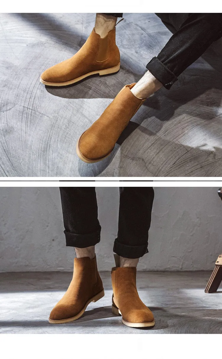 Chelsea tan Boots pointy Suede Low Heel classic boots