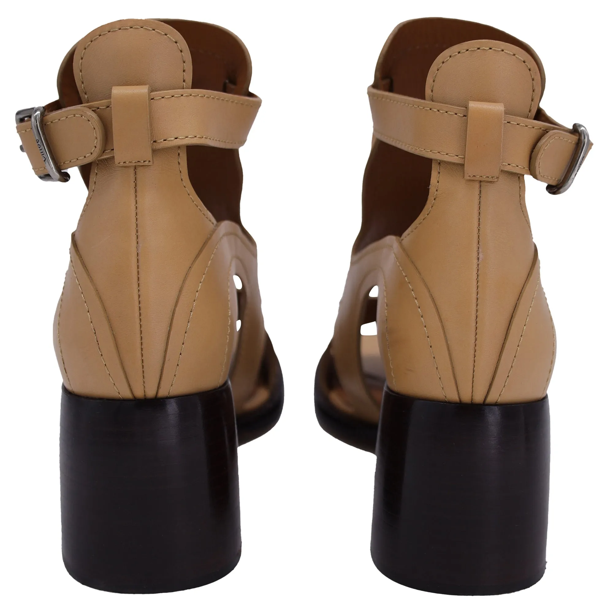 Chloé  Gaile Cut-Out Sandals in Tan Leather