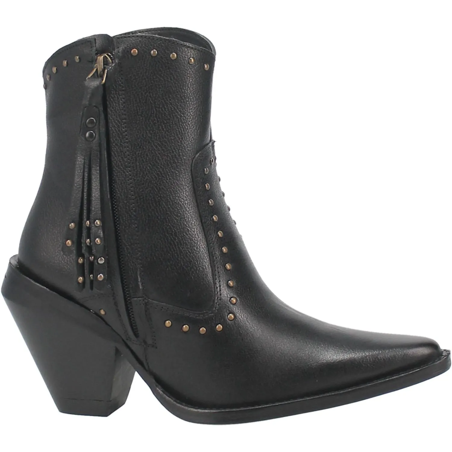 Classy N' Sassy Studded Black Leather Booties (DS)