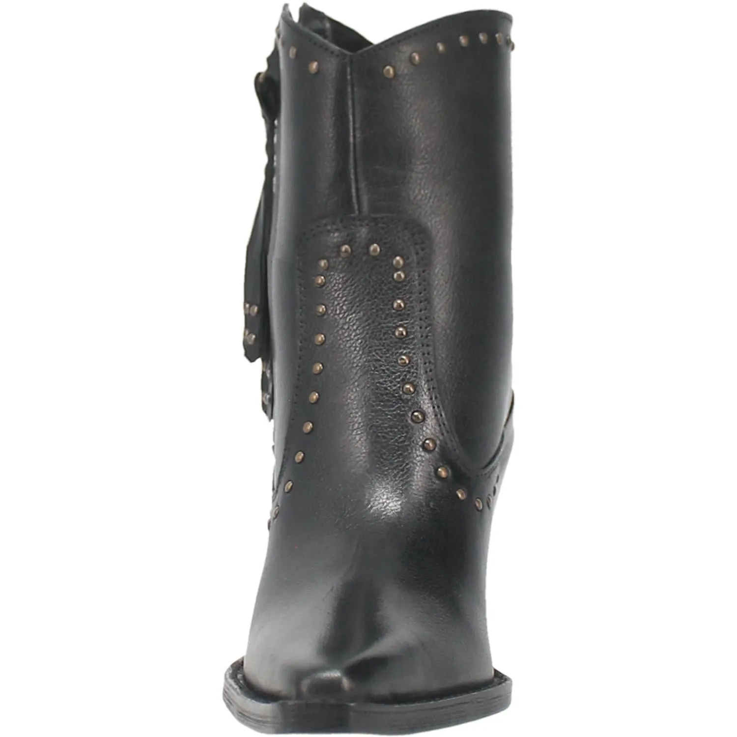 Classy N' Sassy Studded Black Leather Booties (DS)