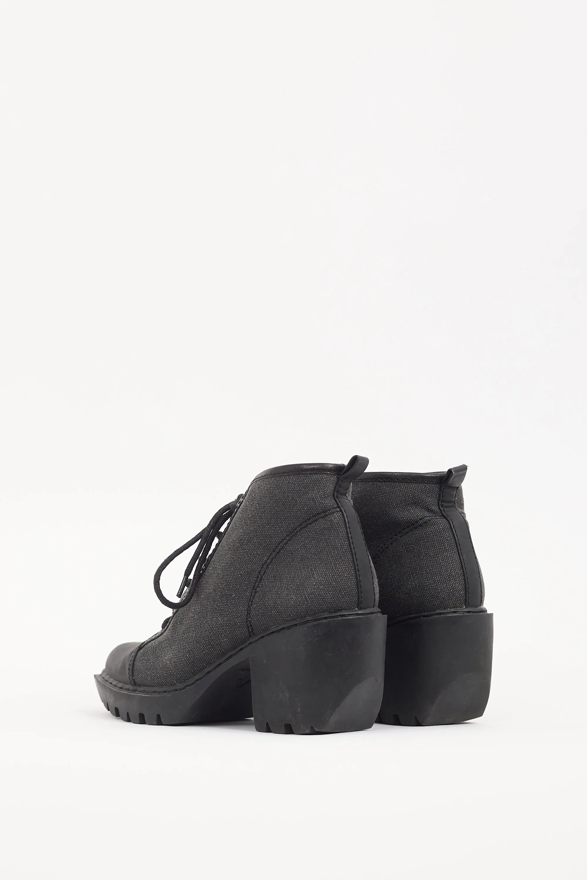 Dark Grey & Black Canvas Ankle Boot