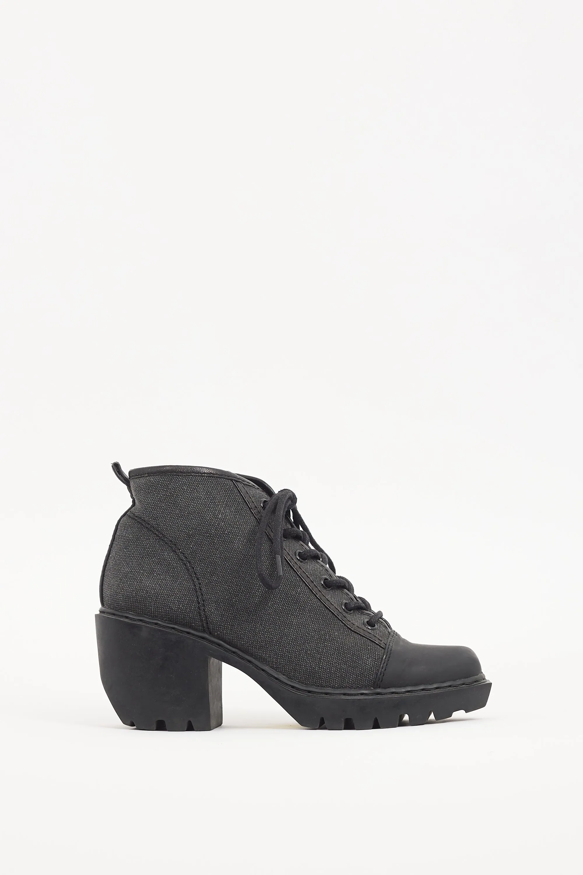 Dark Grey & Black Canvas Ankle Boot