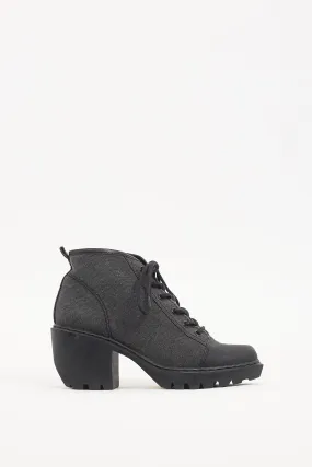 Dark Grey & Black Canvas Ankle Boot