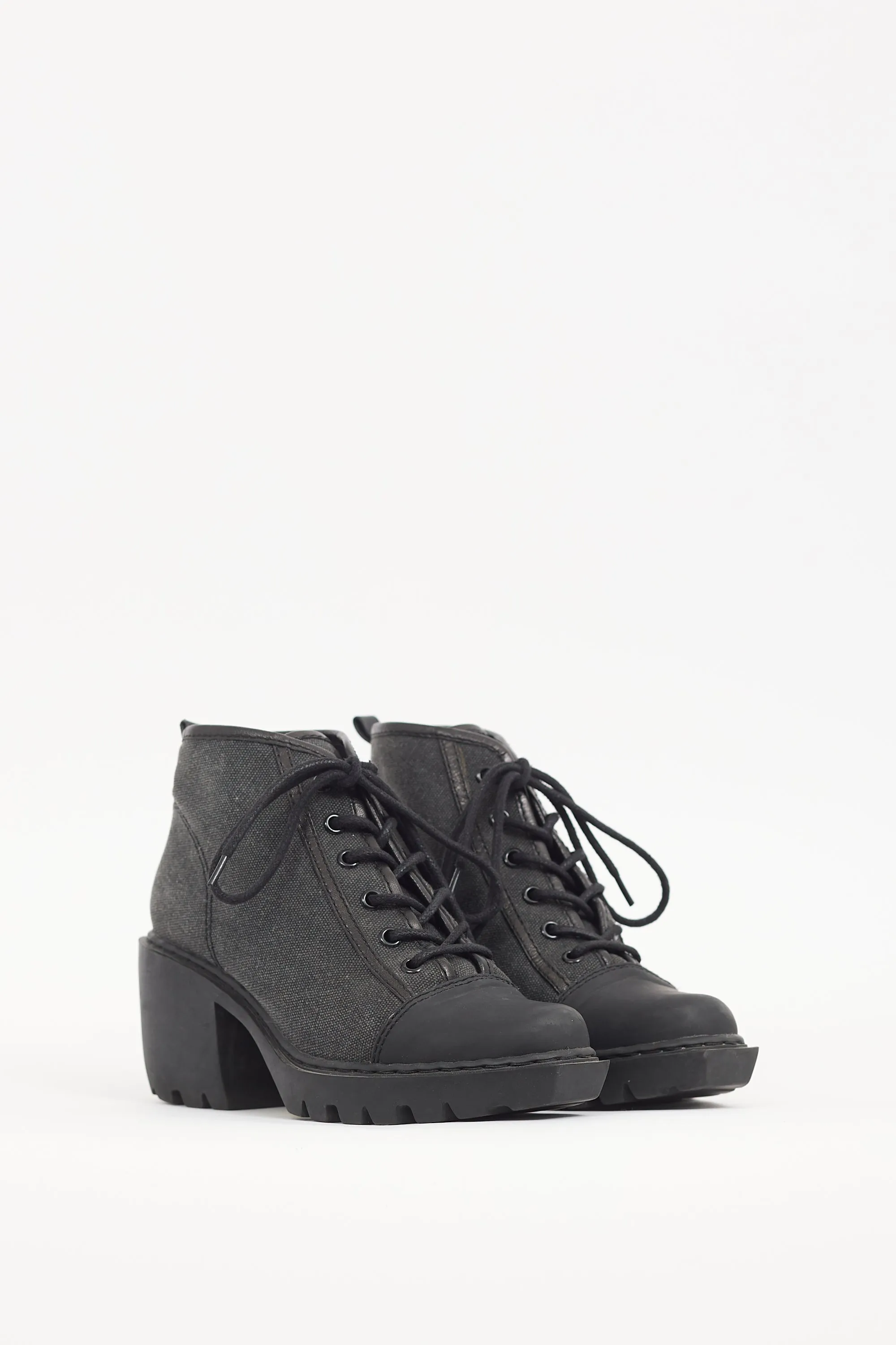 Dark Grey & Black Canvas Ankle Boot