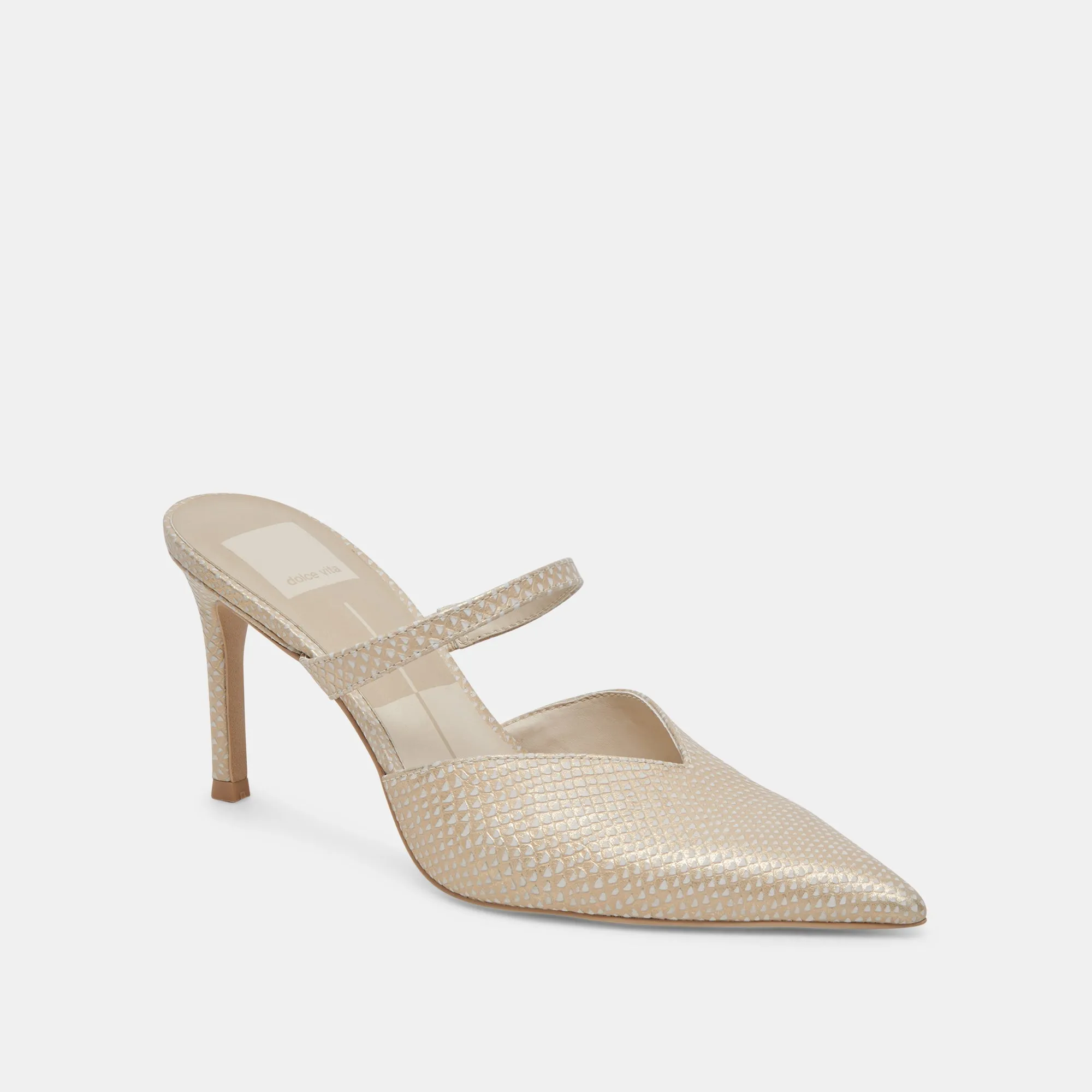 Dolce Vita Kanika Heels in Champagne Embossed Leather