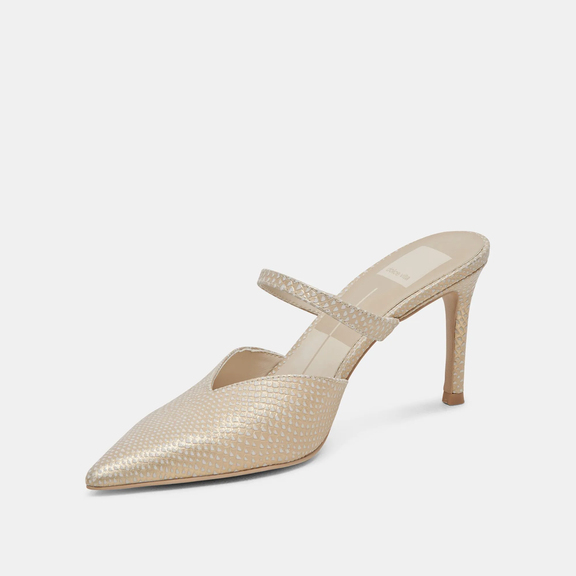 Dolce Vita Kanika Heels in Champagne Embossed Leather