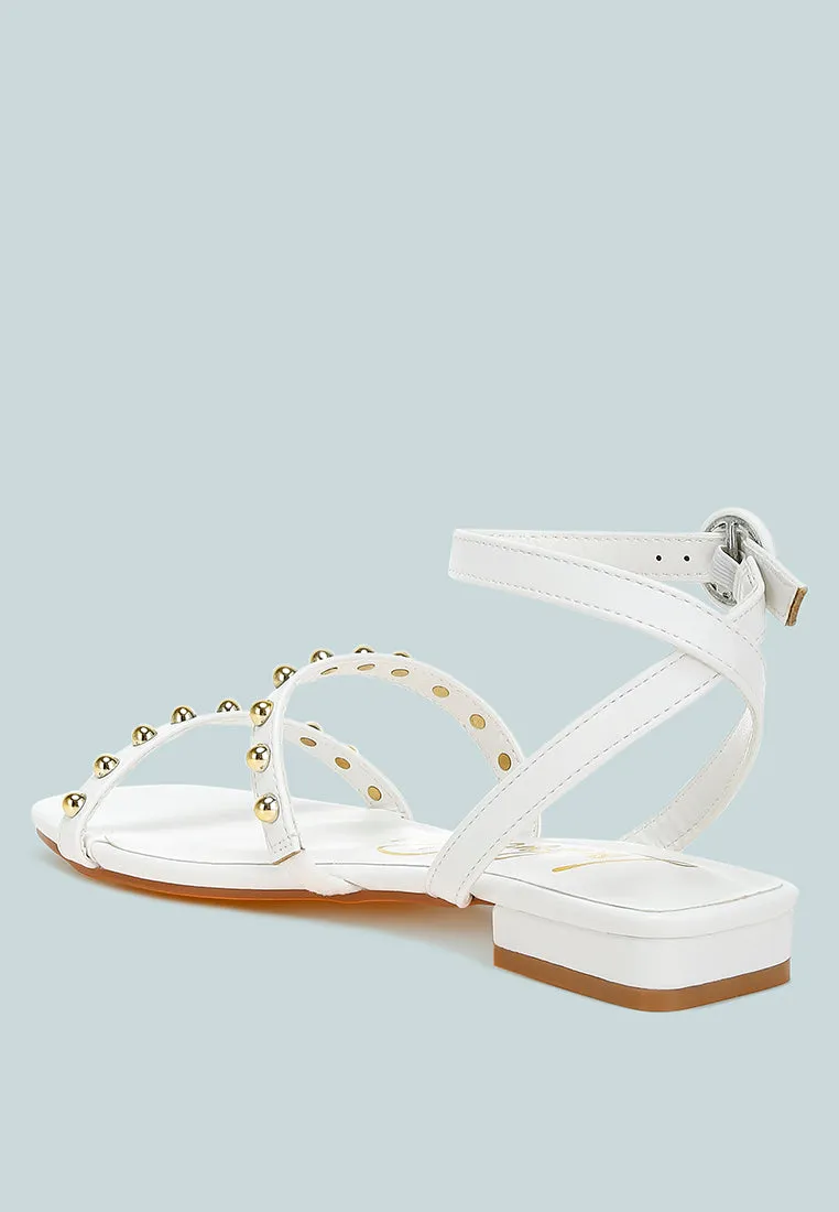 Flippity Studded Ankle Strap Flat Sandals