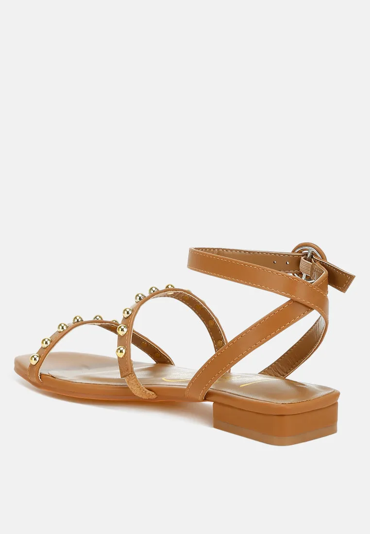 Flippity Studded Ankle Strap Flat Sandals