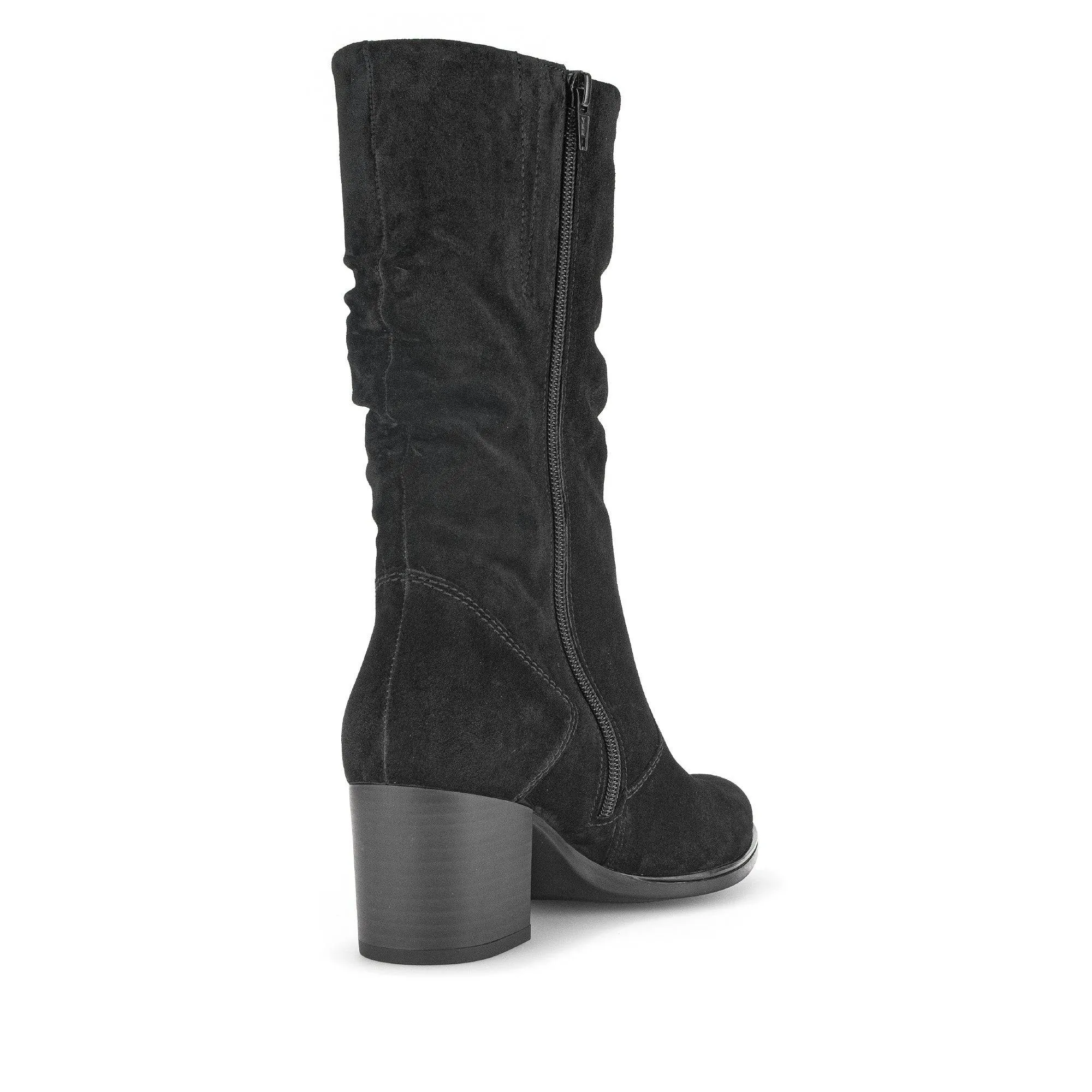 Gabor Ramona 52.894.47 Ladies Black Wide Suede Side Zip Mid-Calf Boots