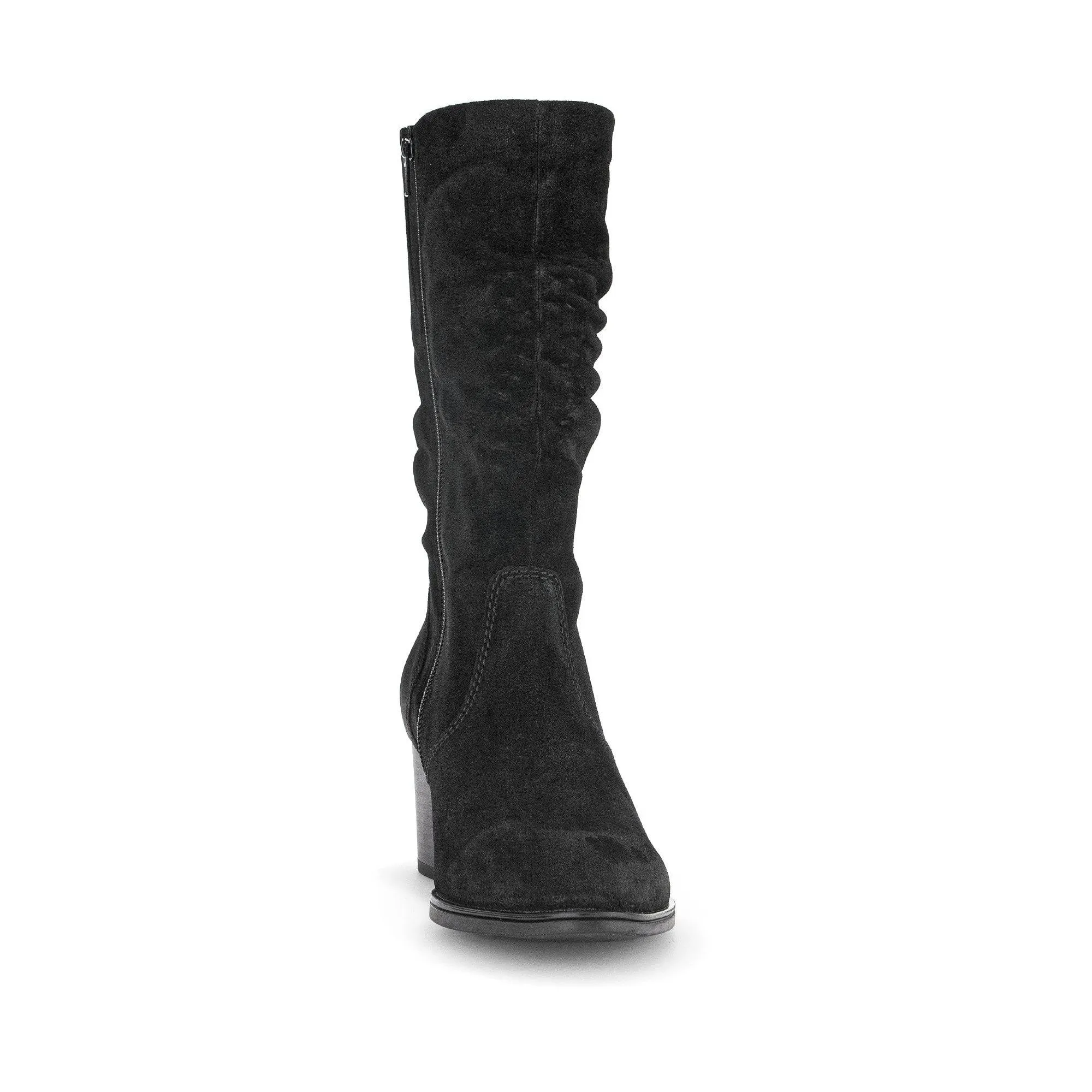 Gabor Ramona 52.894.47 Ladies Black Wide Suede Side Zip Mid-Calf Boots