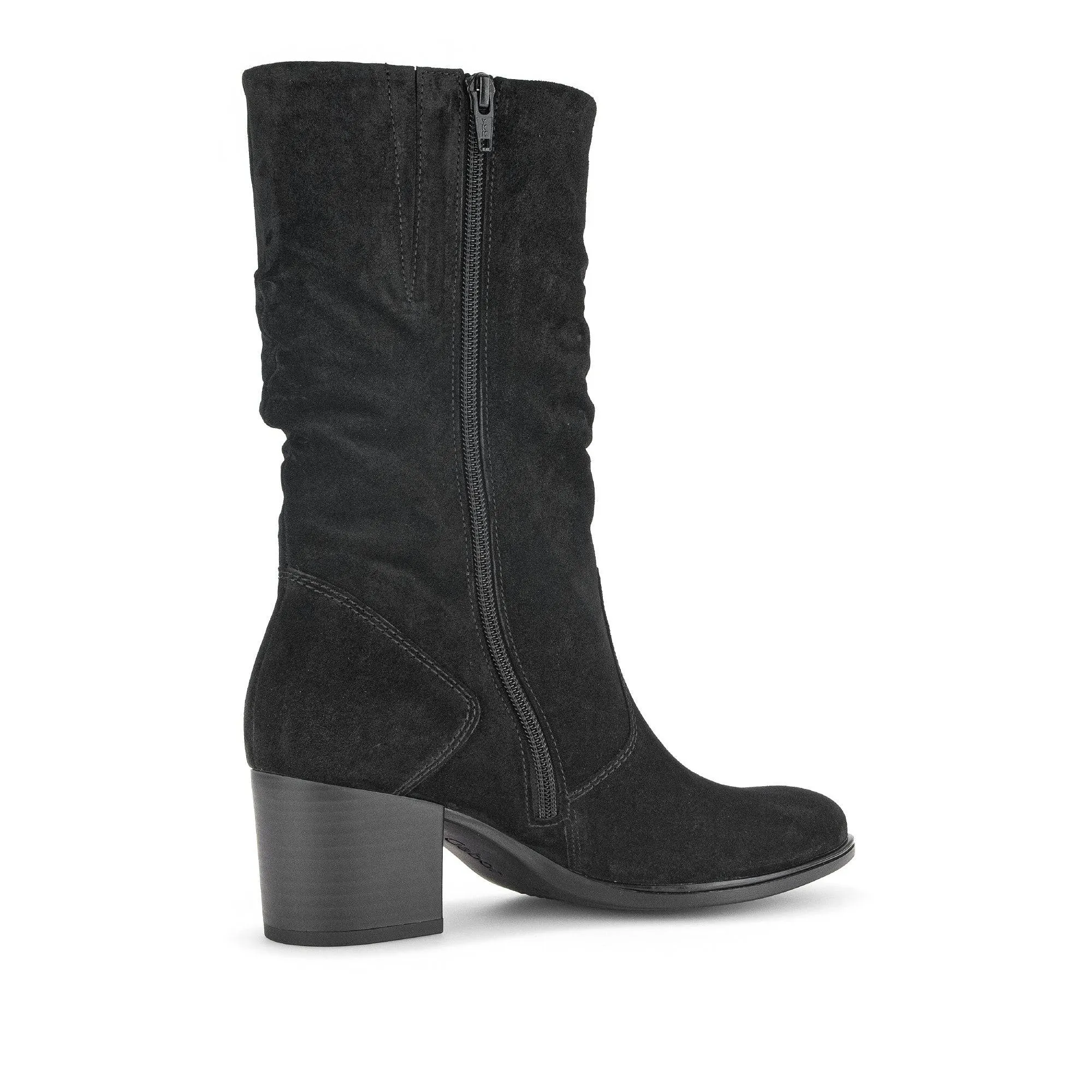 Gabor Ramona 52.894.47 Ladies Black Wide Suede Side Zip Mid-Calf Boots