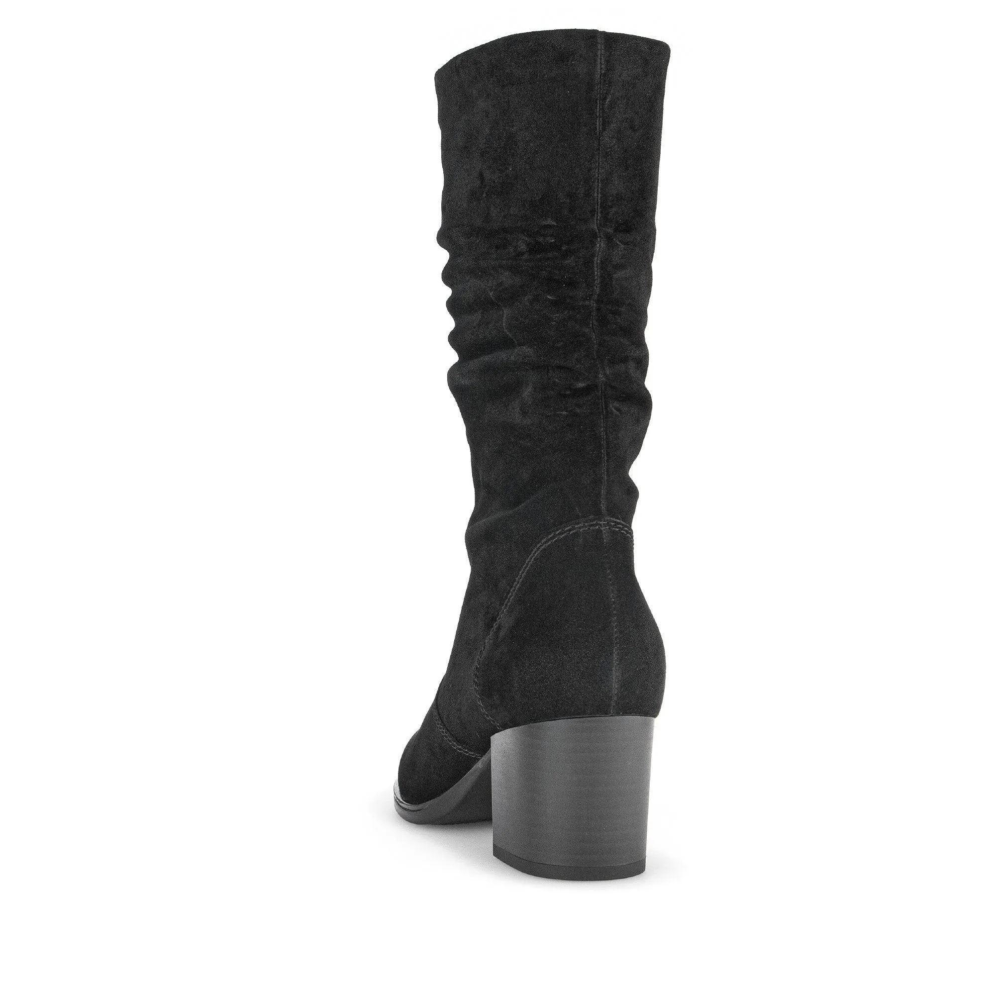 Gabor Ramona 52.894.47 Ladies Black Wide Suede Side Zip Mid-Calf Boots