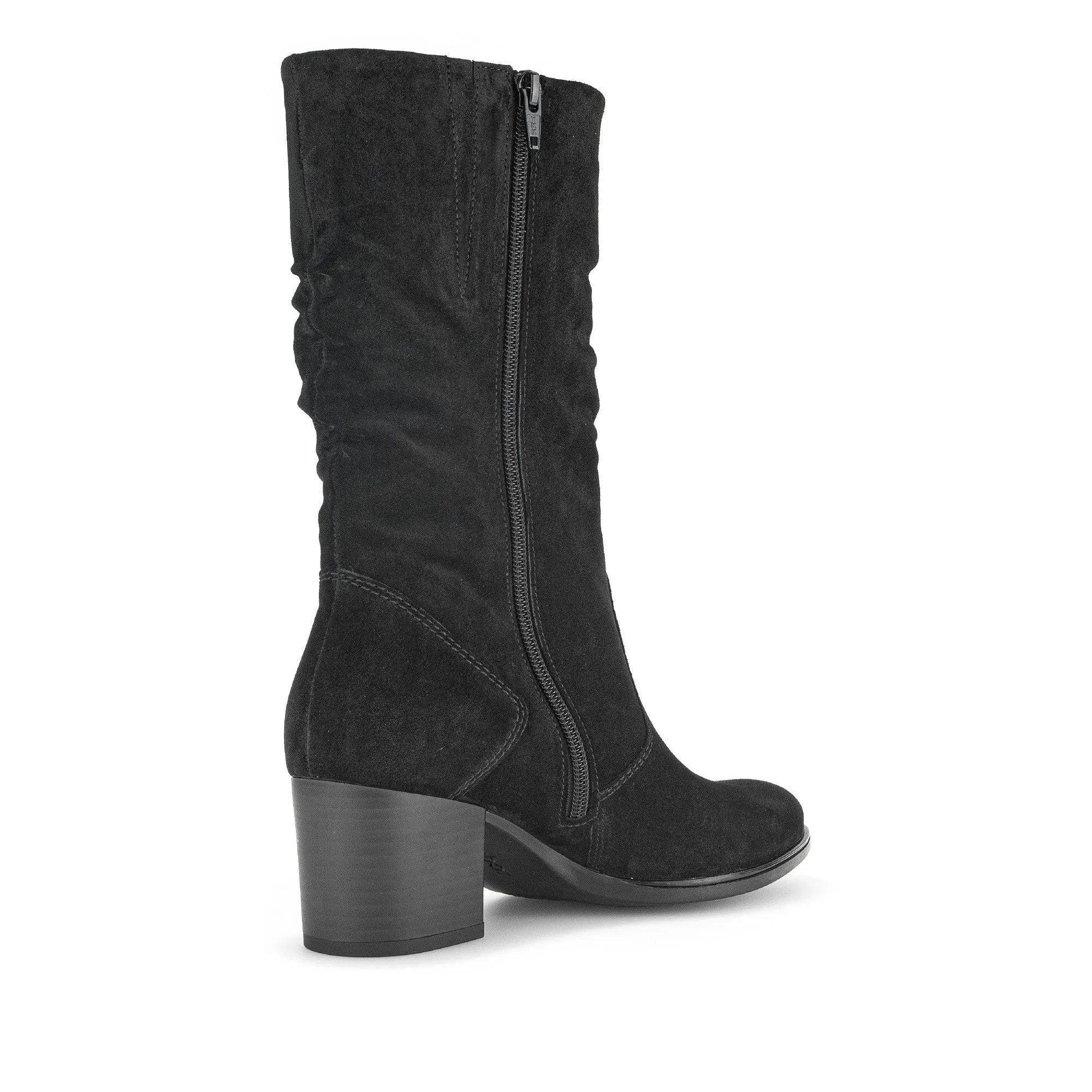 Gabor Ramona 52.894.47 Ladies Black Wide Suede Side Zip Mid-Calf Boots