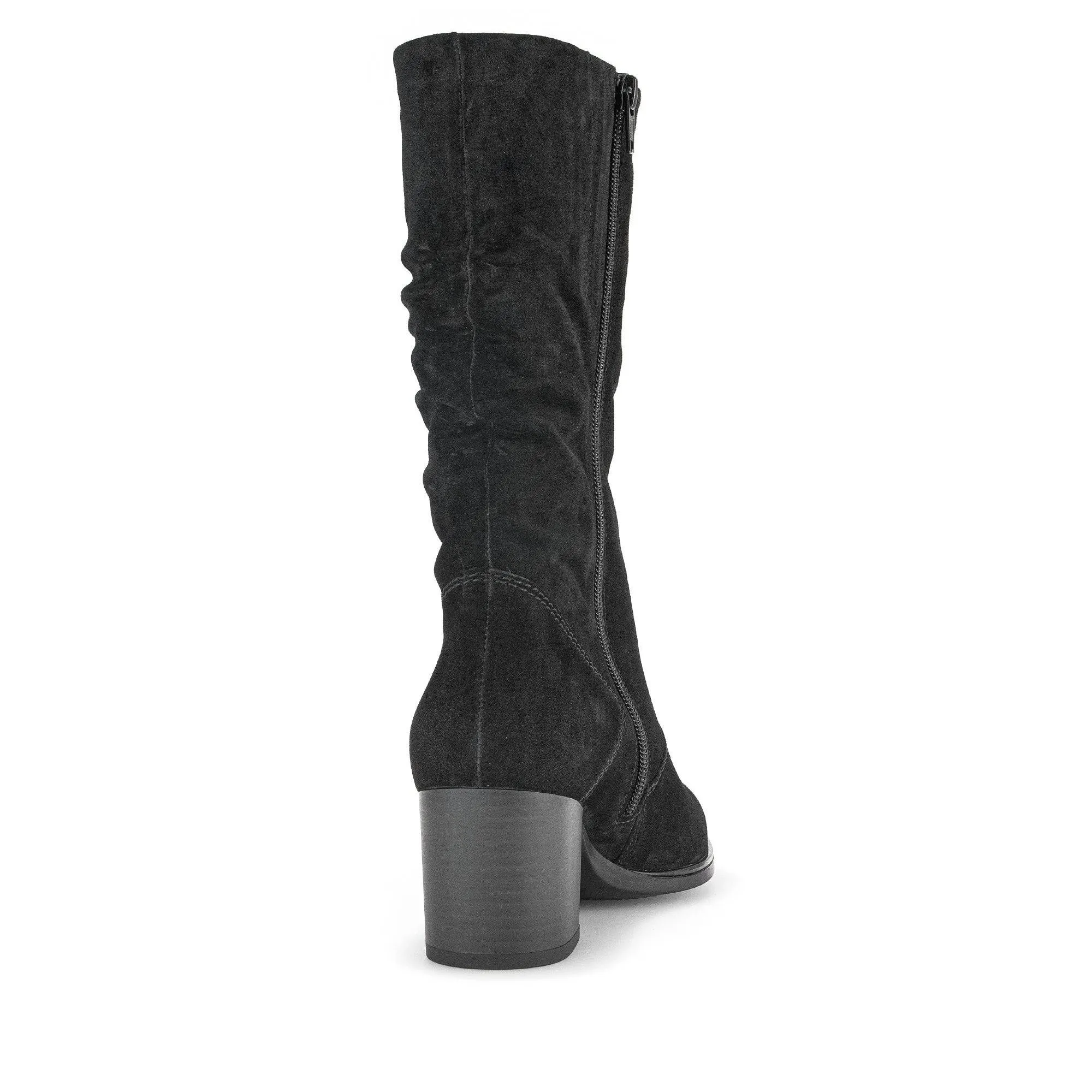 Gabor Ramona 52.894.47 Ladies Black Wide Suede Side Zip Mid-Calf Boots