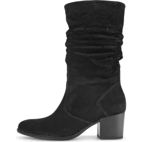 Gabor Ramona 52.894.47 Ladies Black Wide Suede Side Zip Mid-Calf Boots