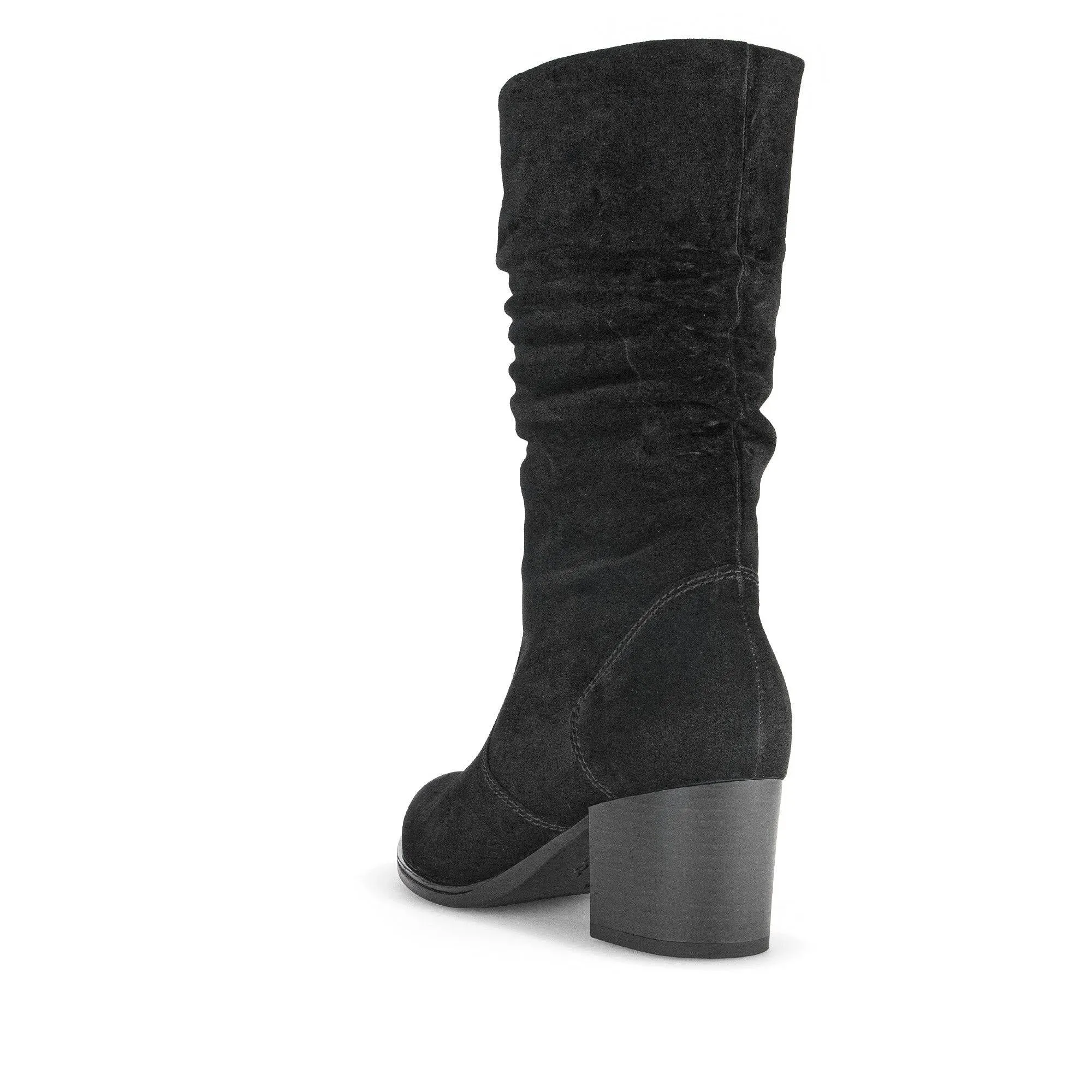 Gabor Ramona 52.894.47 Ladies Black Wide Suede Side Zip Mid-Calf Boots