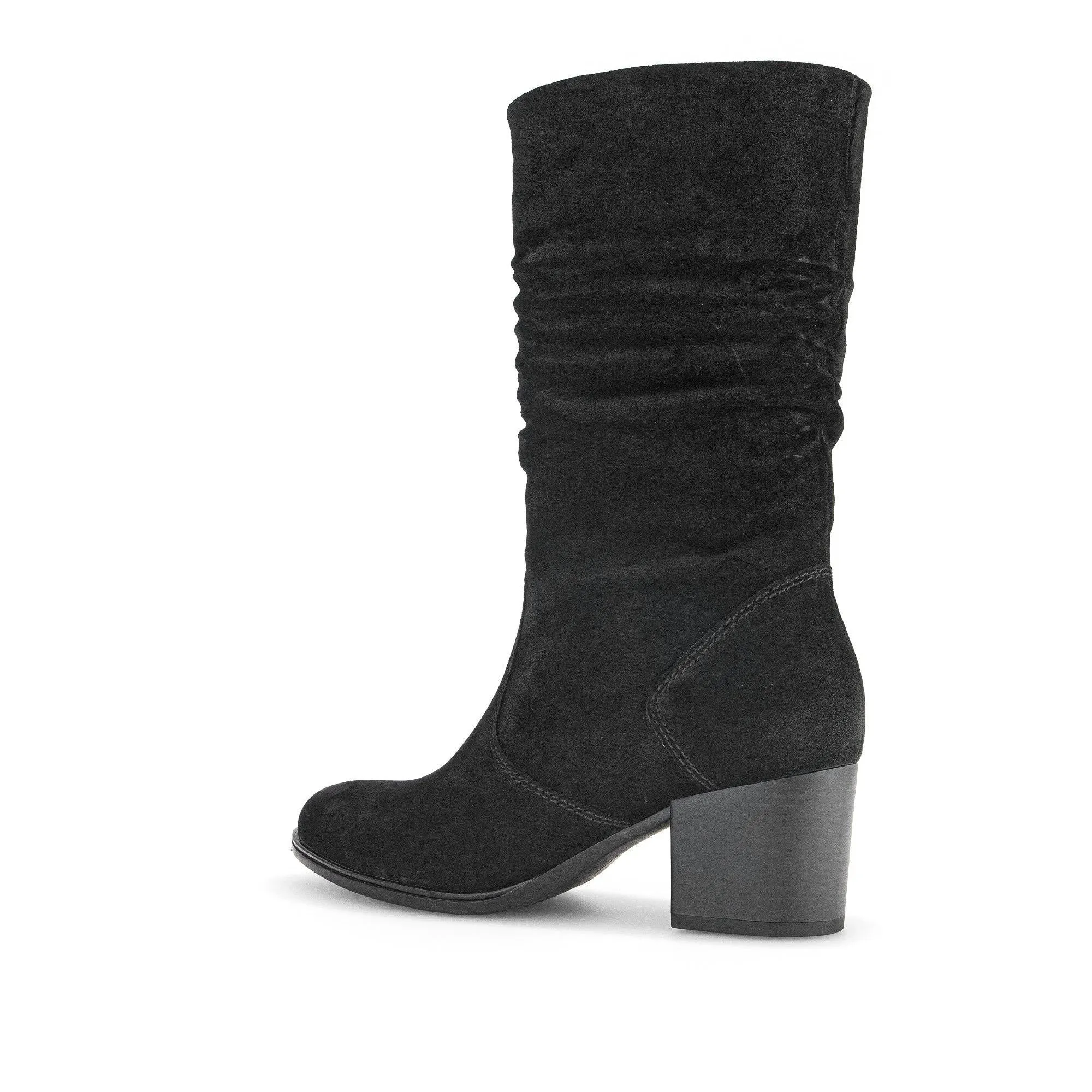 Gabor Ramona 52.894.47 Ladies Black Wide Suede Side Zip Mid-Calf Boots