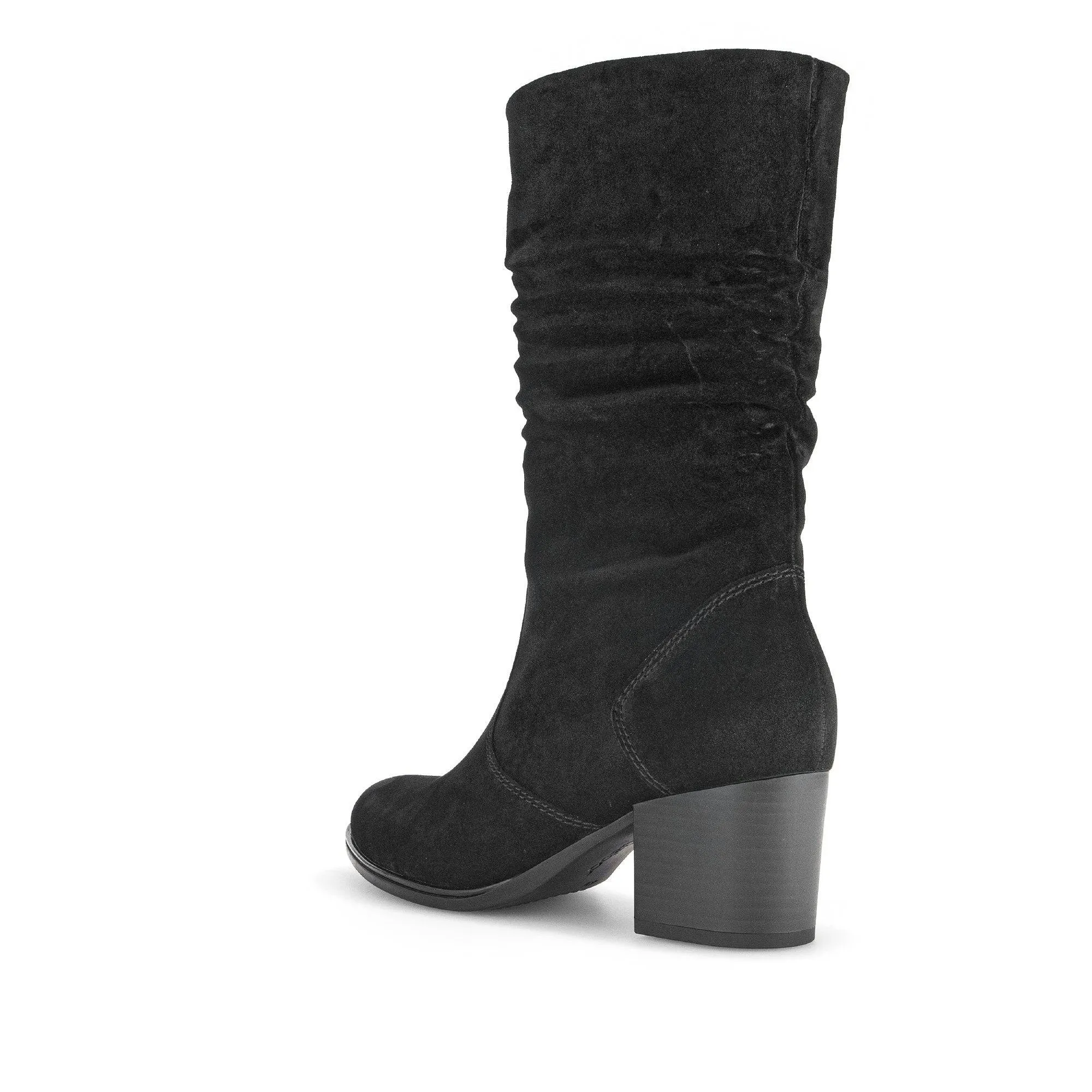 Gabor Ramona 52.894.47 Ladies Black Wide Suede Side Zip Mid-Calf Boots