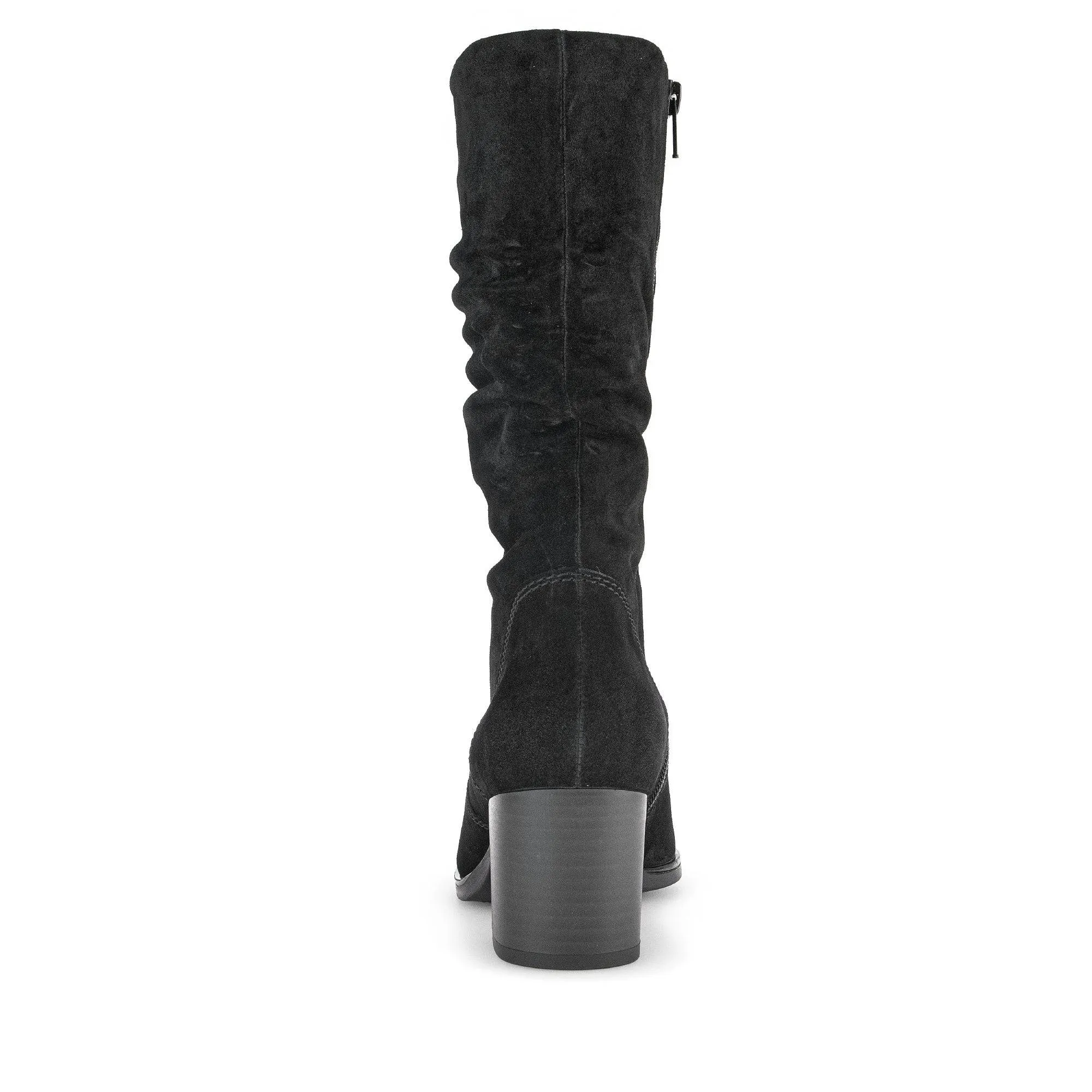 Gabor Ramona 52.894.47 Ladies Black Wide Suede Side Zip Mid-Calf Boots