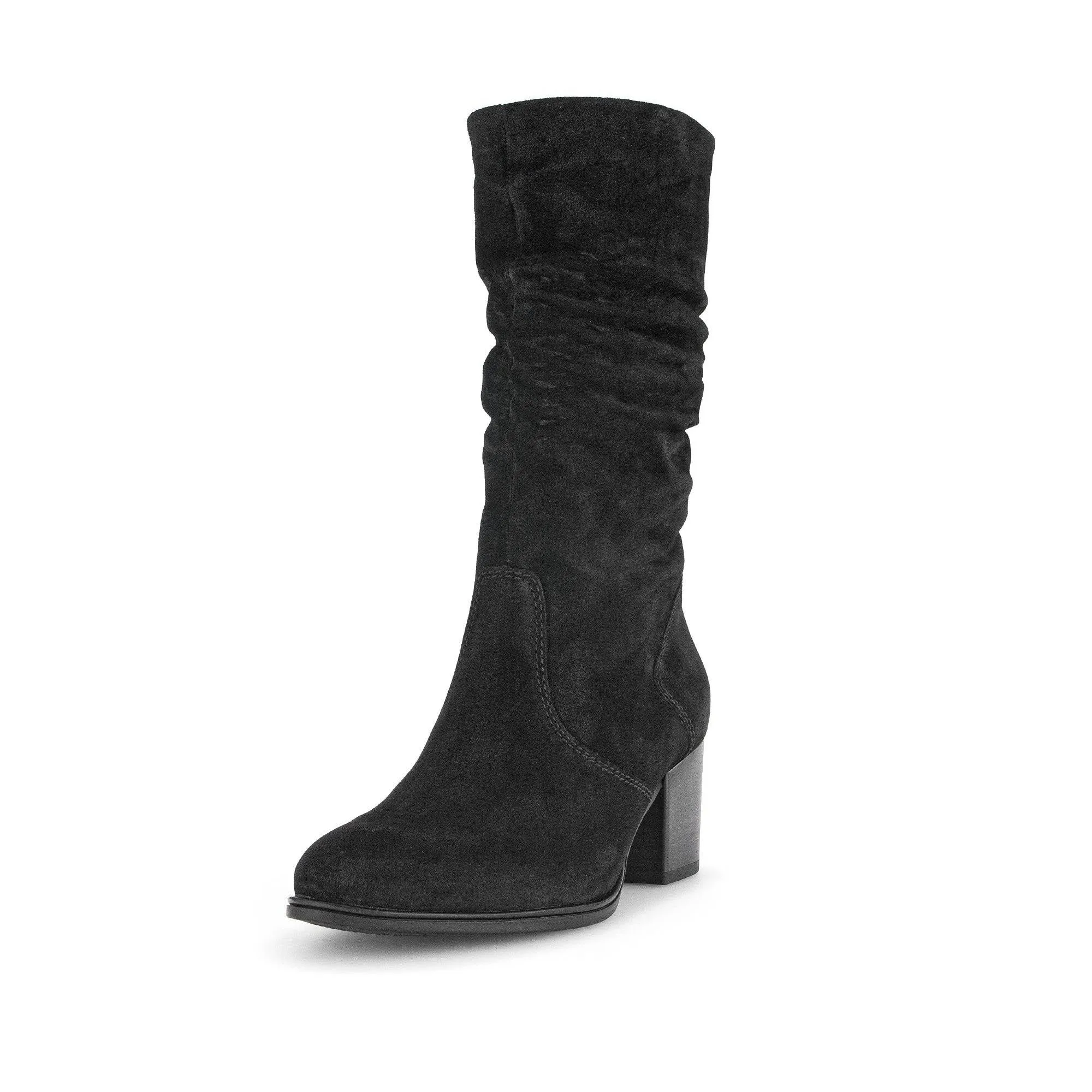 Gabor Ramona 52.894.47 Ladies Black Wide Suede Side Zip Mid-Calf Boots