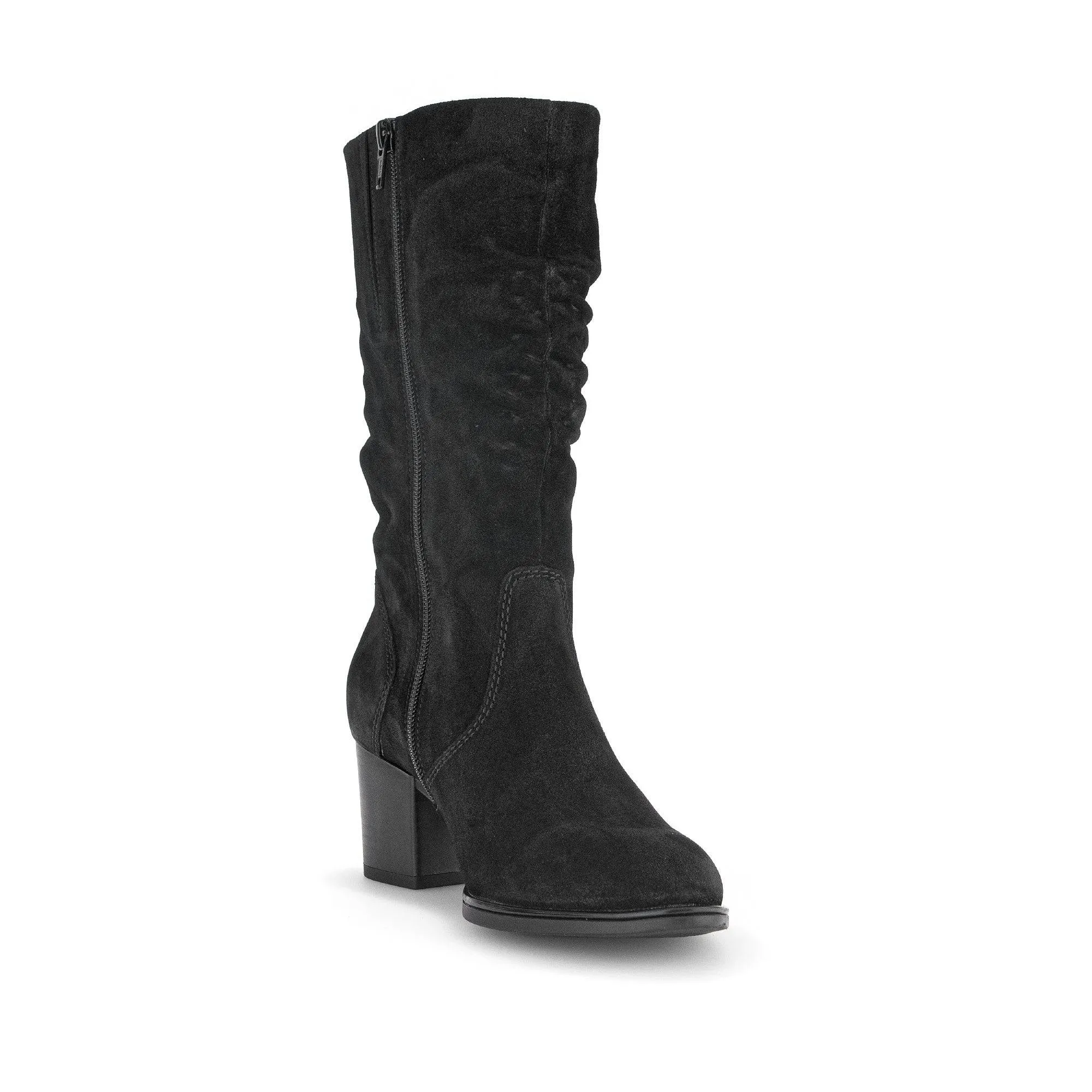 Gabor Ramona 52.894.47 Ladies Black Wide Suede Side Zip Mid-Calf Boots