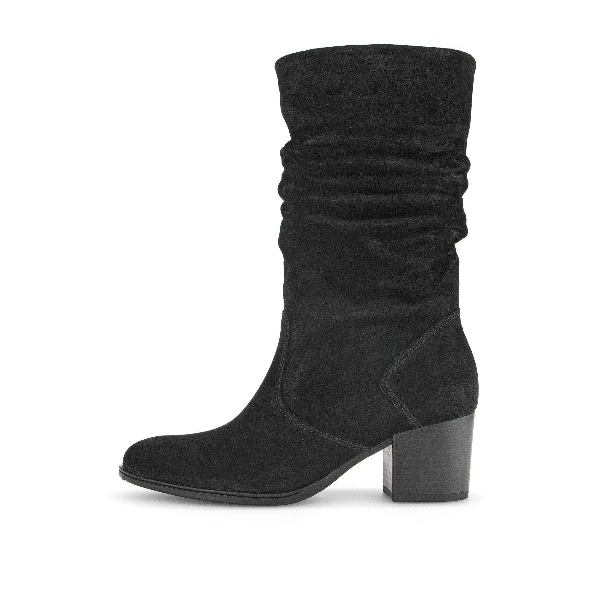 Gabor Ramona 52.894.47 Ladies Black Wide Suede Side Zip Mid-Calf Boots