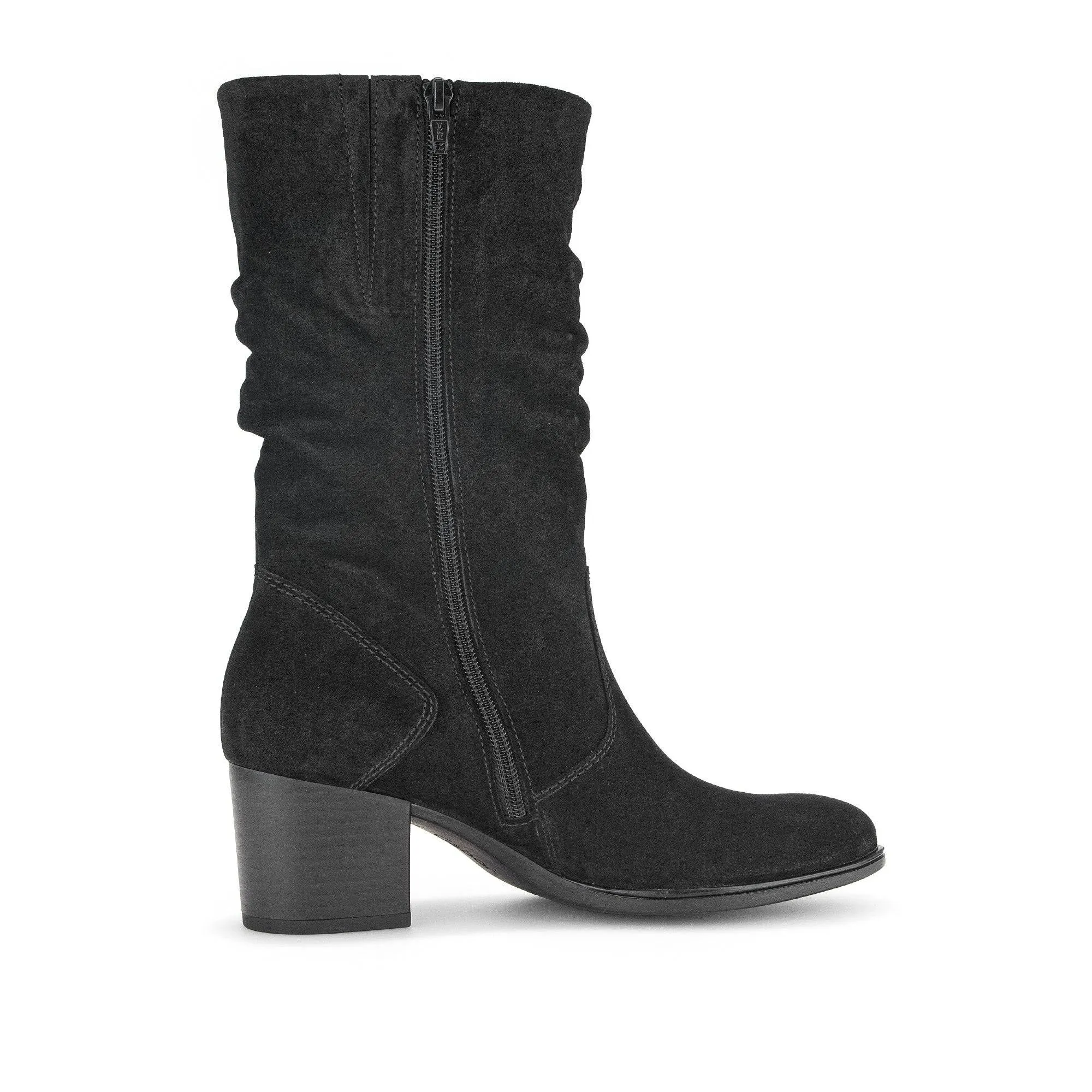 Gabor Ramona 52.894.47 Ladies Black Wide Suede Side Zip Mid-Calf Boots