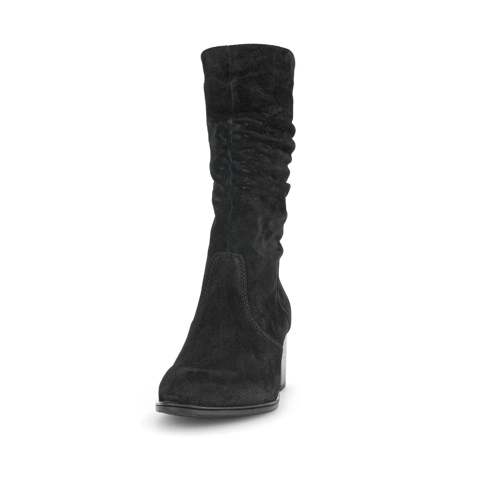 Gabor Ramona 52.894.47 Ladies Black Wide Suede Side Zip Mid-Calf Boots