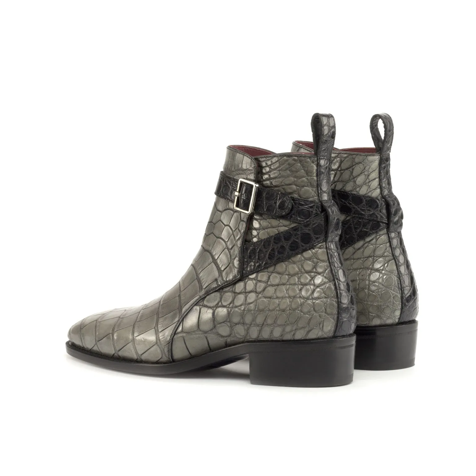 Grey & Black Alligator Jodhpur Boot