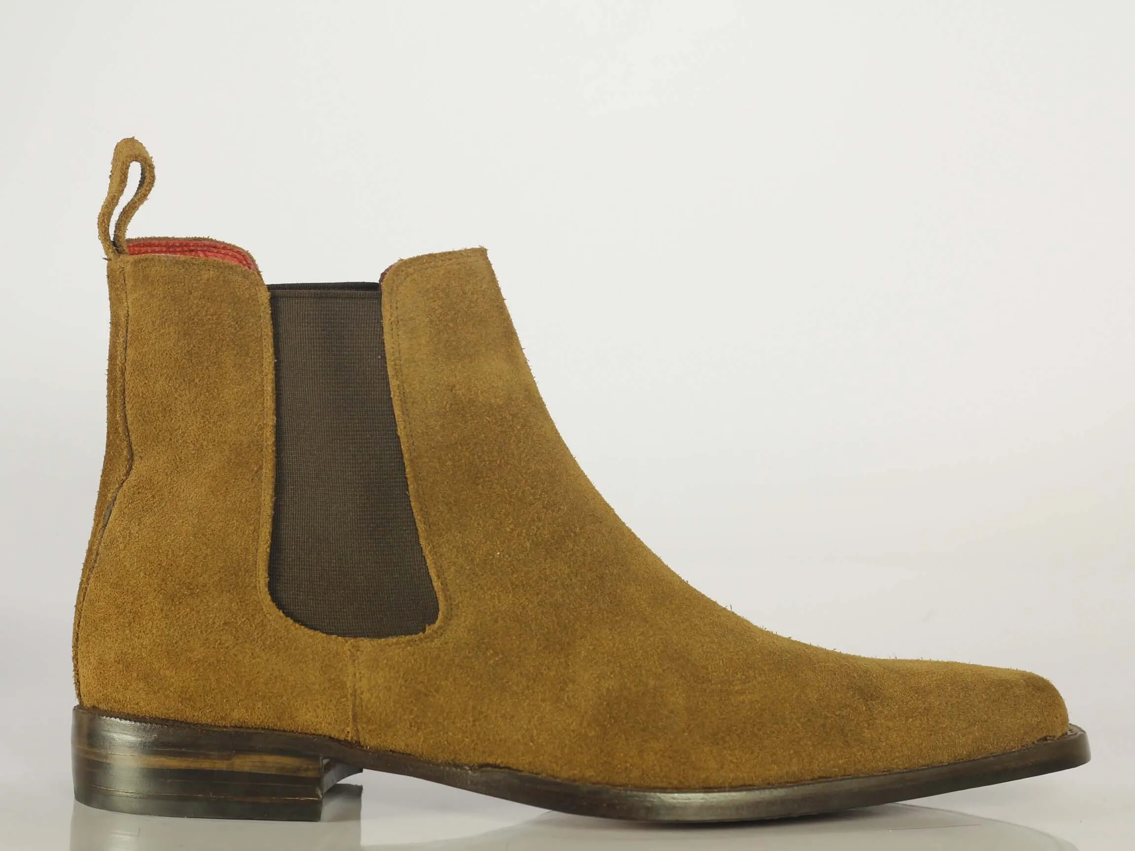 Handmade Men's Tan Suede Chelsea Boots, Men Ankle Boots, Men Designer Boots