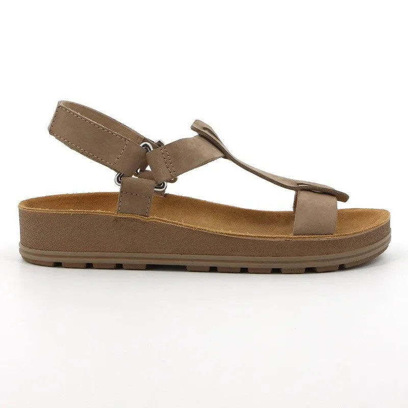 Hush Puppies Ivy Leather T-Bar Nubuck Sandal - Canna Nubuck