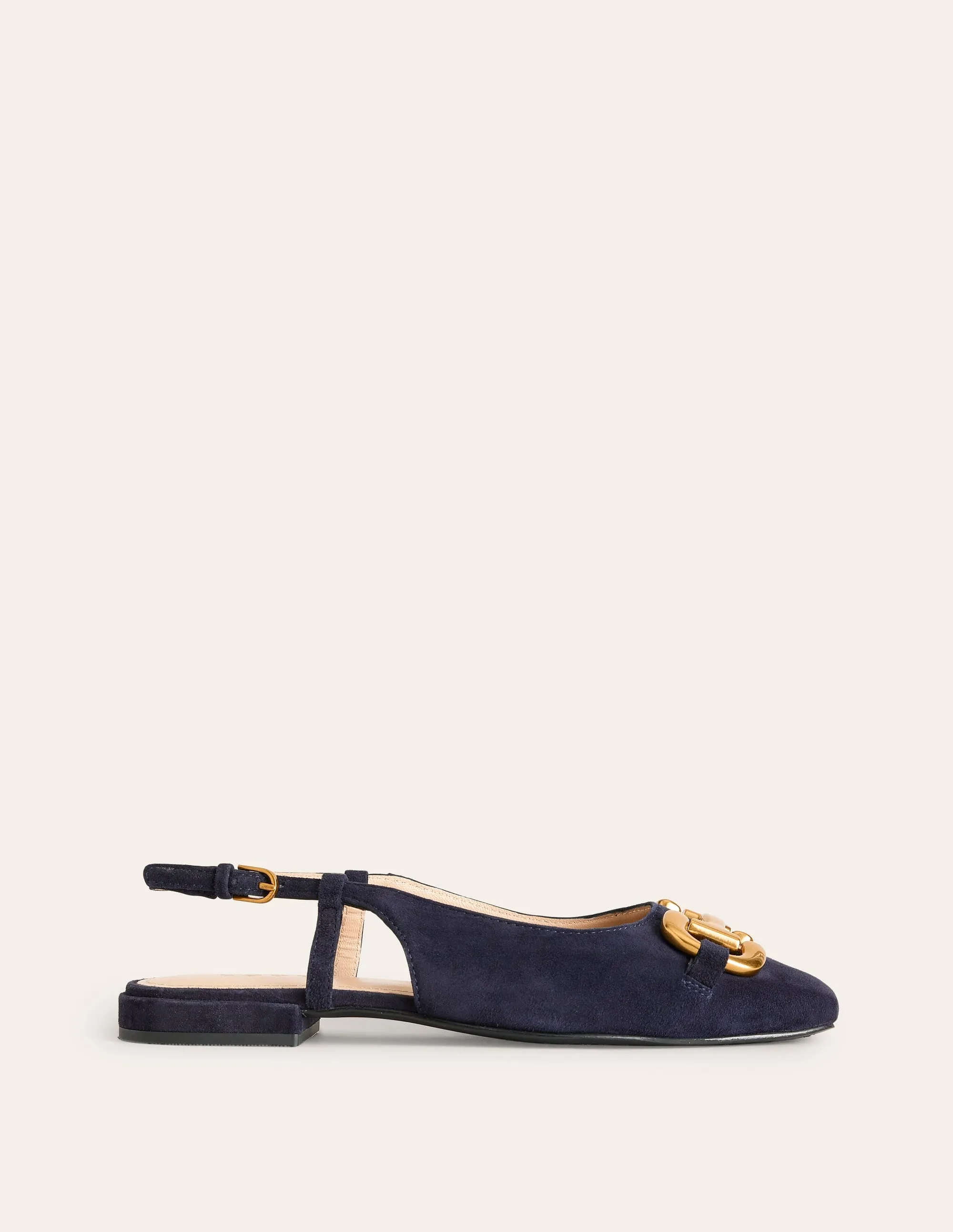 Iris Snaffle Slingback Flats-Dark Navy Suede