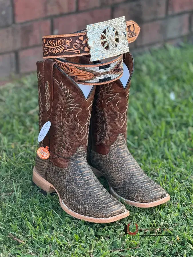 LA HERRADURA WESTERN WEAR PYTHON UMBER APACHE BOOTS