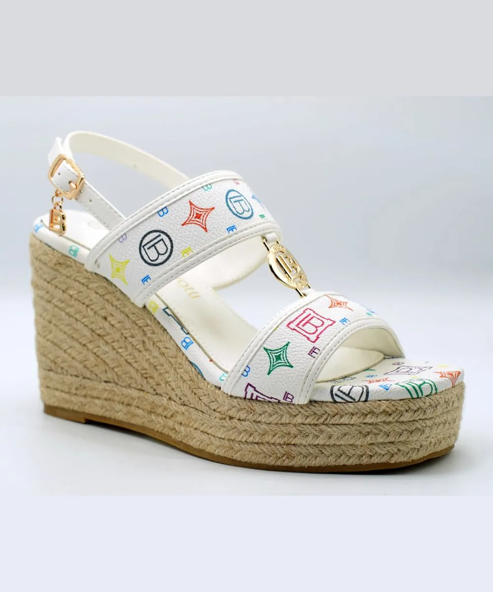 LAURA BIAGOTTI WEDGE HEEL SANDALS PATTERNED