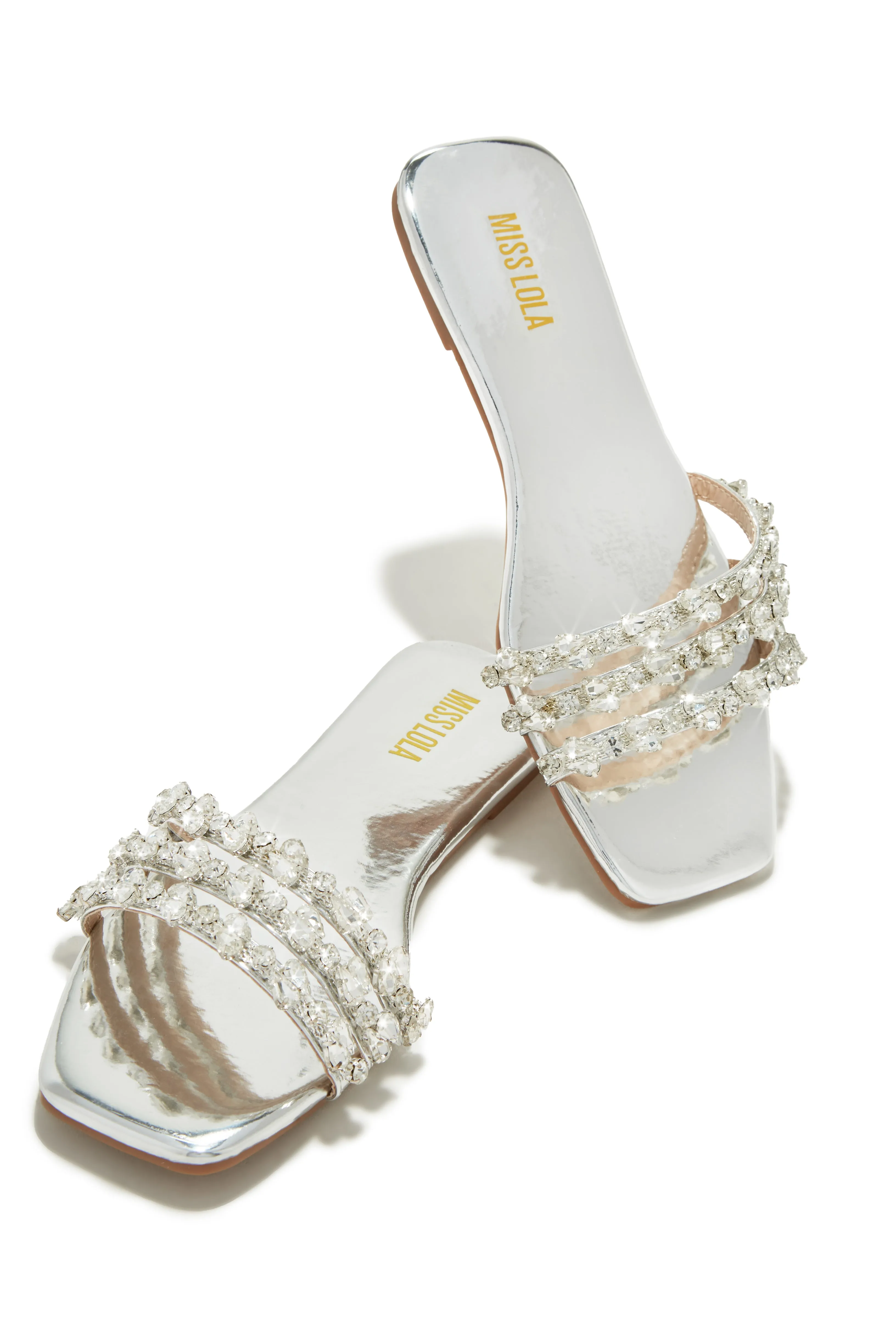 Luxury Trips Embellished Slip On Sandals - White