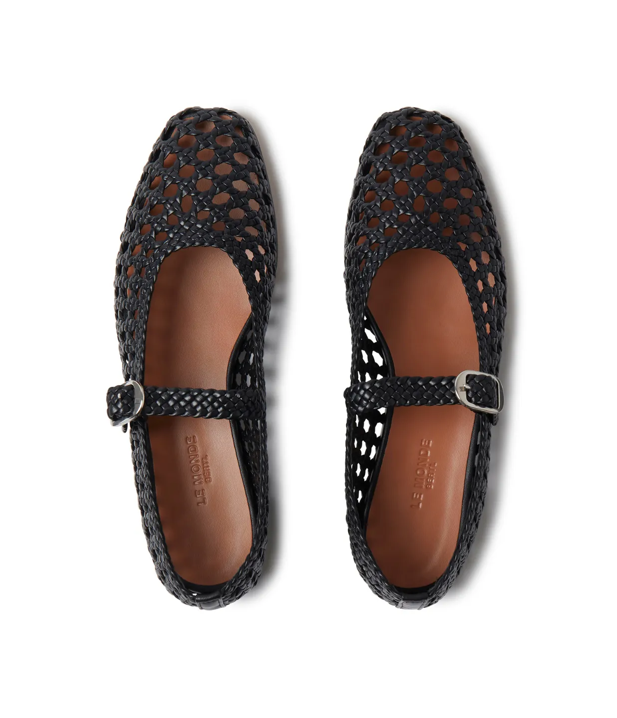 Mary Jane Woven Flat in Black