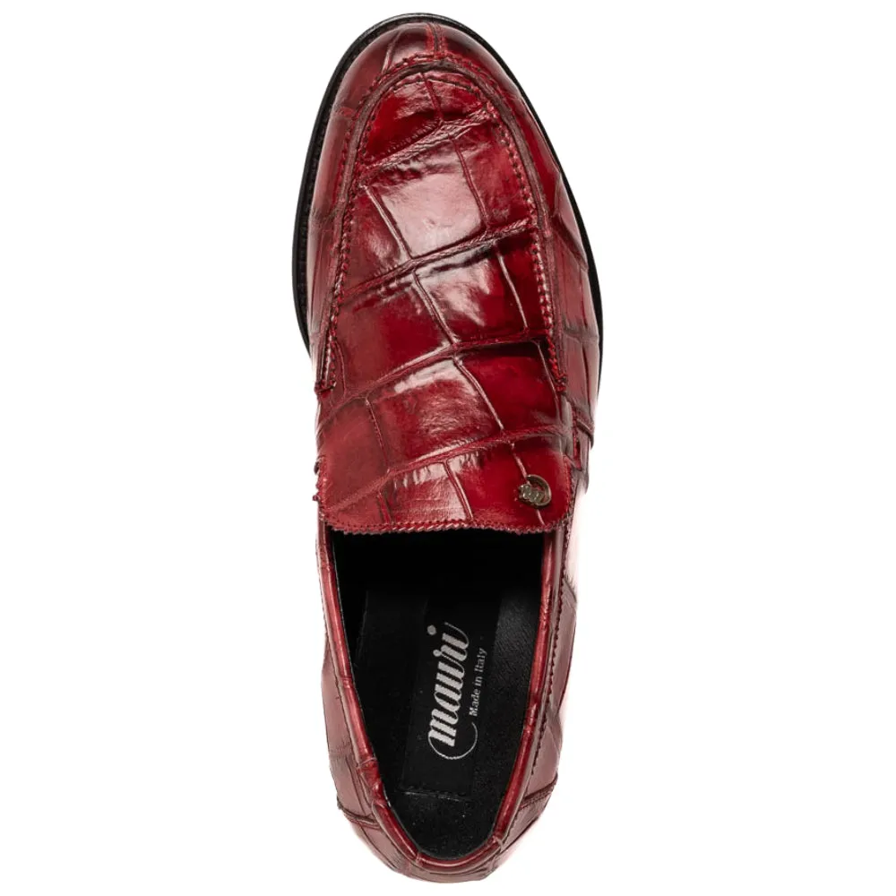 Mauri 1028 Alligator/ Calf Hand Painted Ruby Red