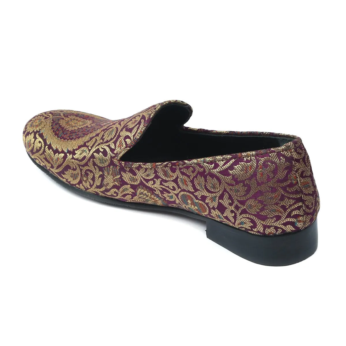 Men's Purple cultural inspired Embroidery Slip-On by Brune & Bareskin