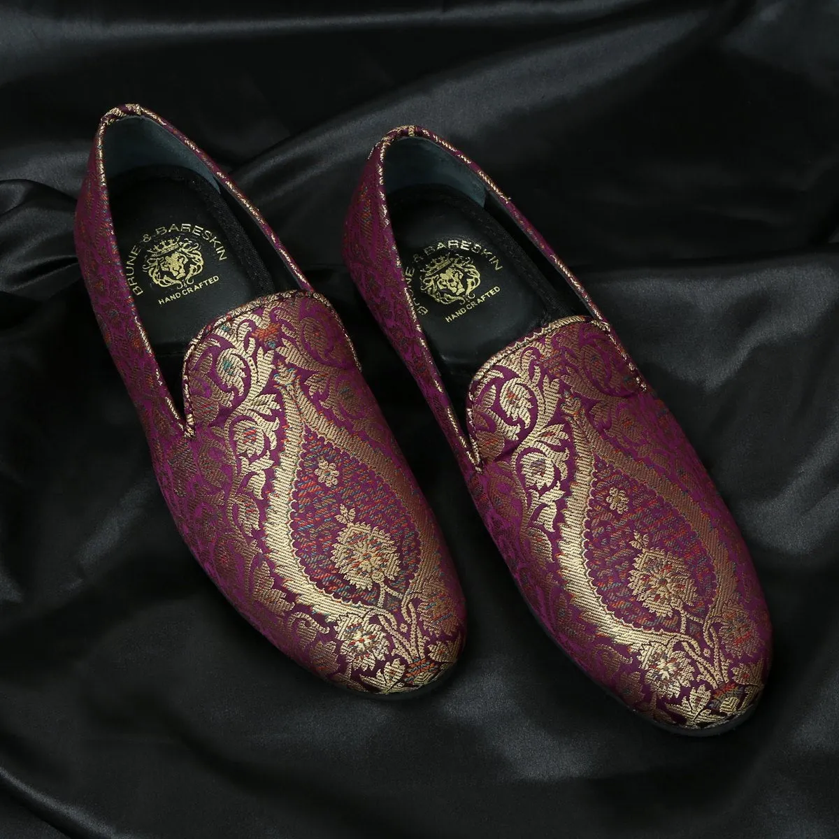 Men's Purple cultural inspired Embroidery Slip-On by Brune & Bareskin