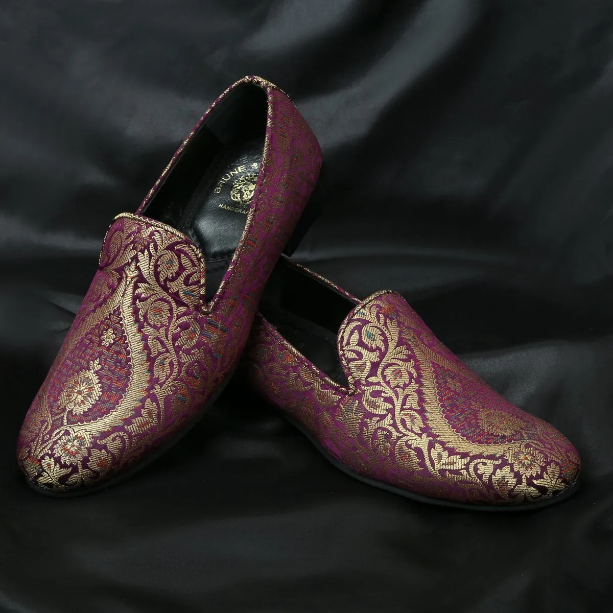 Men's Purple cultural inspired Embroidery Slip-On by Brune & Bareskin